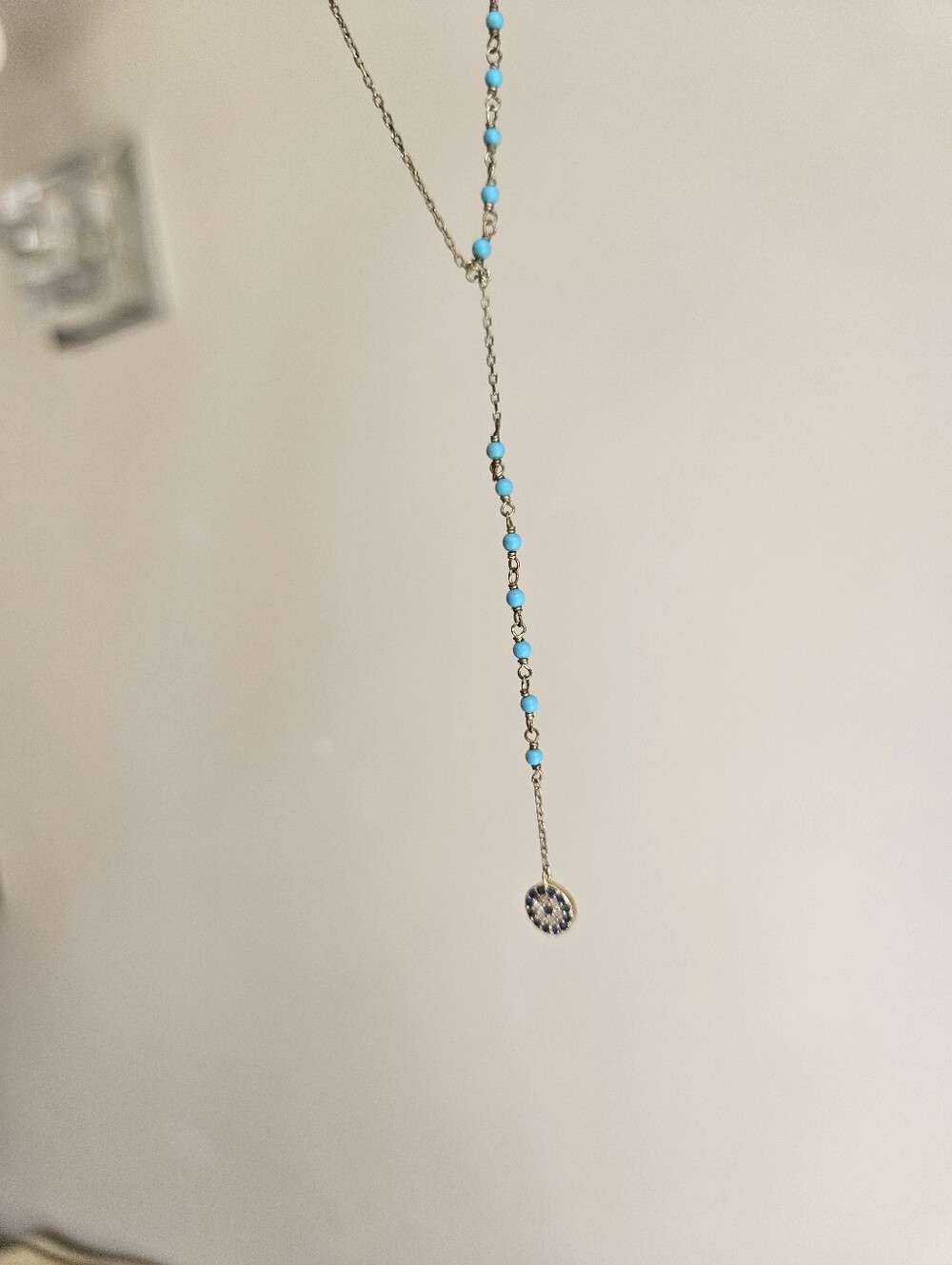 Evil Eye Y-Necklace Turquoise Bead with Crystal Pendant - Women Jewelry